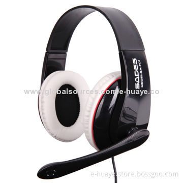 PC Computer Headset with 40mm Loudhailer Diameter, Leather Earpads